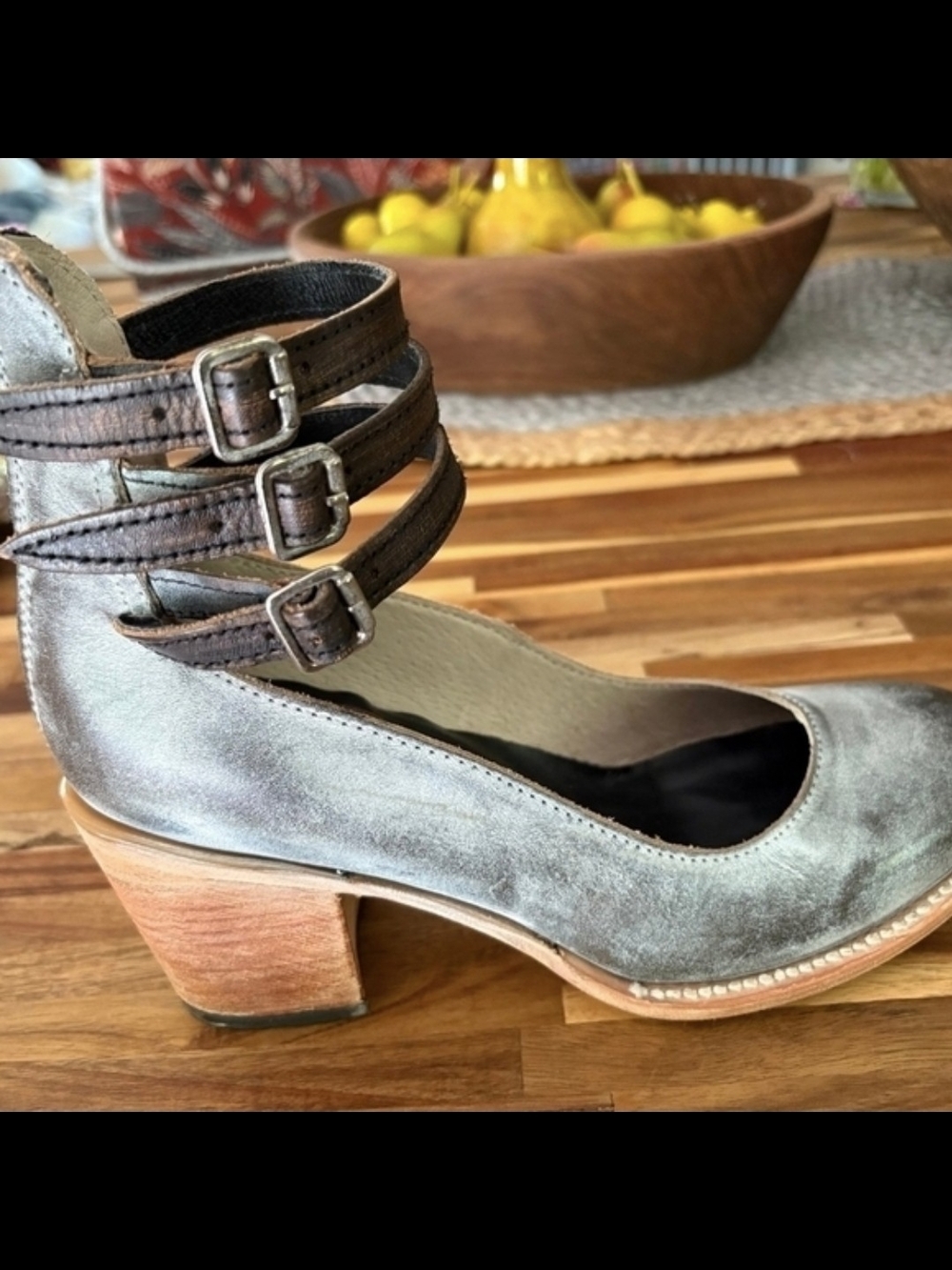 Freebird by Steven Randi Smoke Multi Leather Heels Size 9 Box + Dust Bag